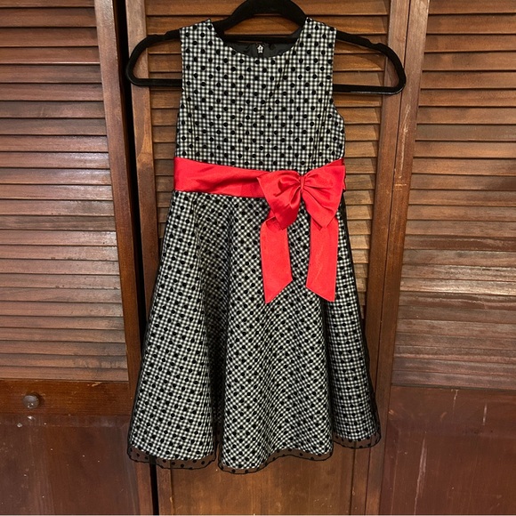 Samantha Says Black Gingham Dress with Red Bow - Picture 1 of 13